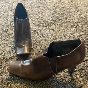 Nine West Leather Square Toe Heel Booties